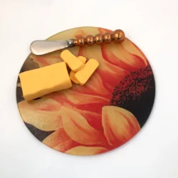 photograph of sunflowers tempered glass cutting board/trivet