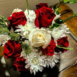 festive bowl christmas floral arrangement