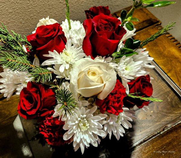 festive bowl christmas floral arrangement