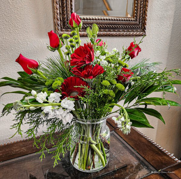 Festive Greenery Floral Vase Arrangement - Image 3