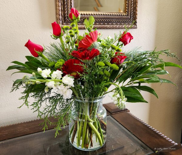 Festive Greenery Floral Vase Arrangement - Image 4