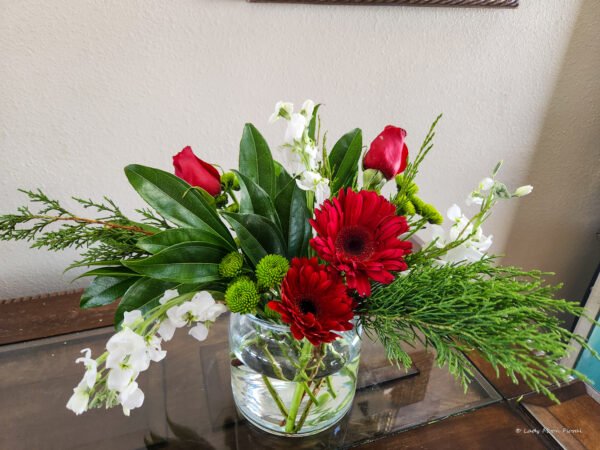 Festive Greenery Floral Vase Arrangement