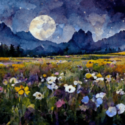 Colorado Mountain Wildflower Moon 4 X 6" Note Cards